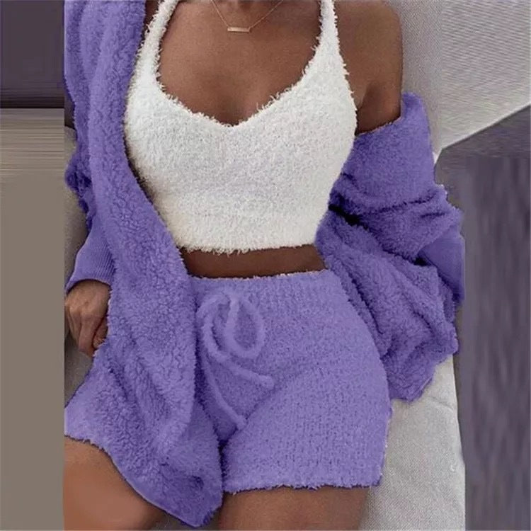 Womens Soft Pajama Set 3 Piece Set