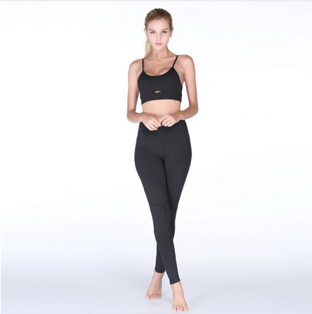 Solid Crop Top Two Piece Yoga Set