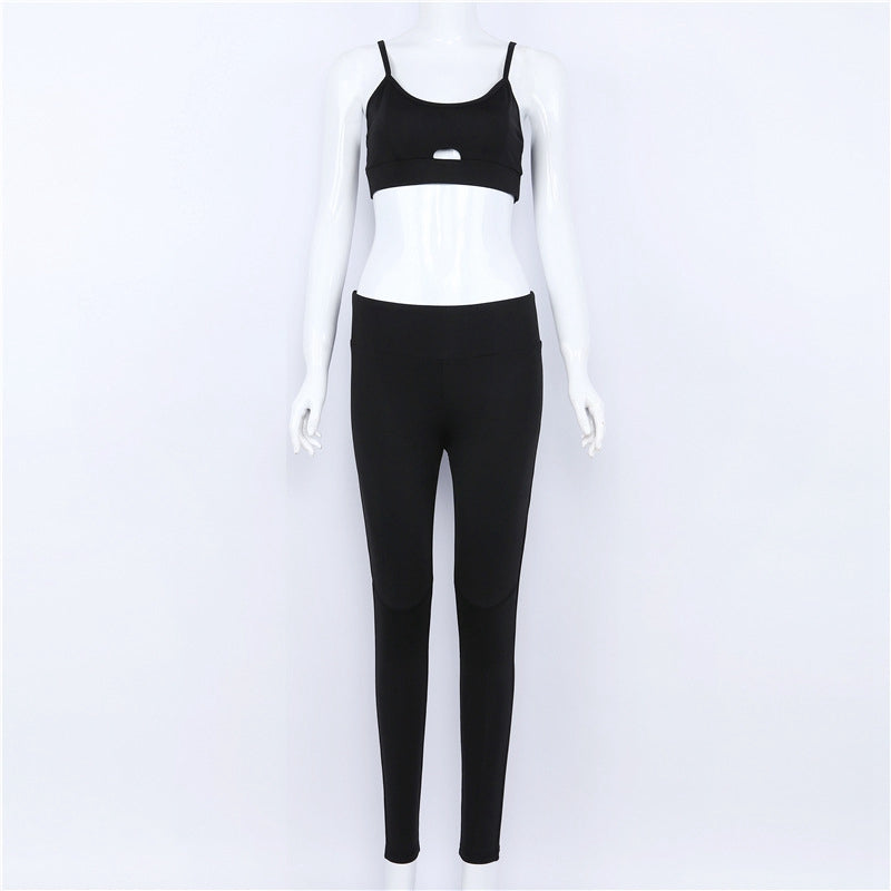 Solid Crop Top Two Piece Yoga Set