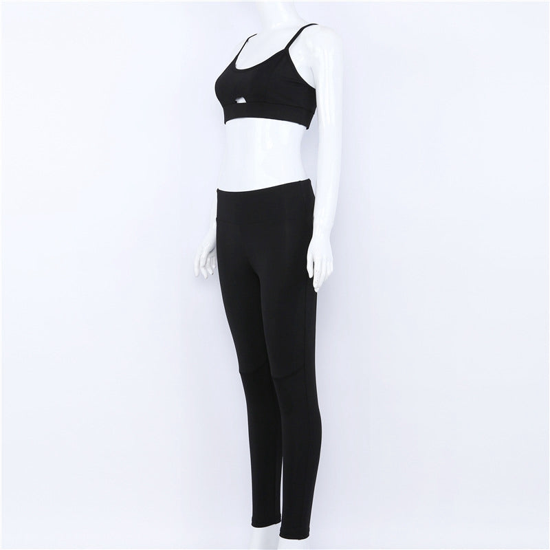 Solid Crop Top Two Piece Yoga Set