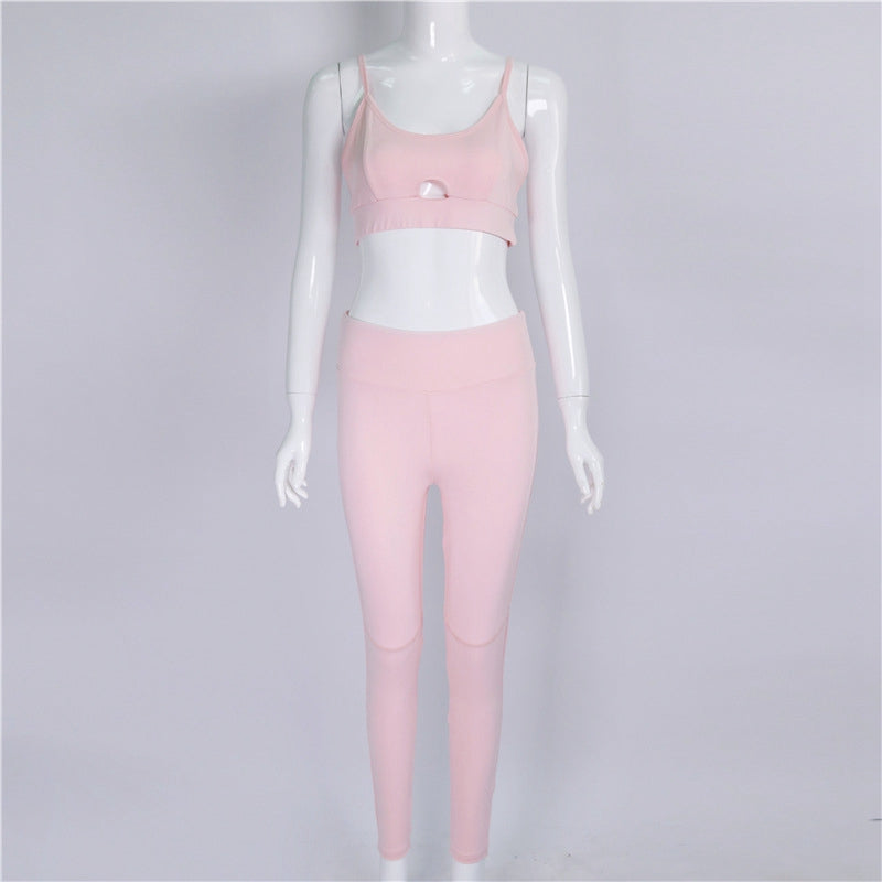 Solid Crop Top Two Piece Yoga Set