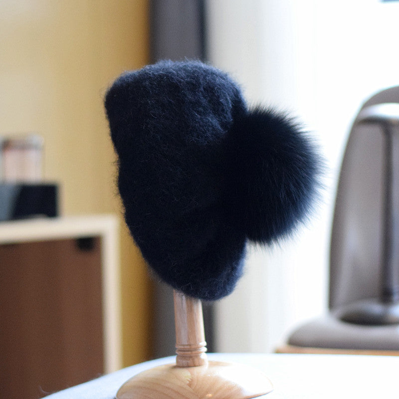 Women's Autumn And Winter Fox Fur Ball Knitted hat