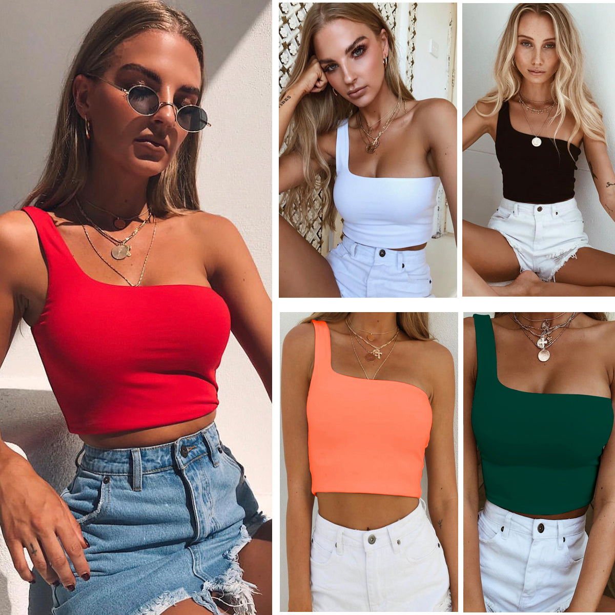 Sexy One-shoulder Vest Crop Top